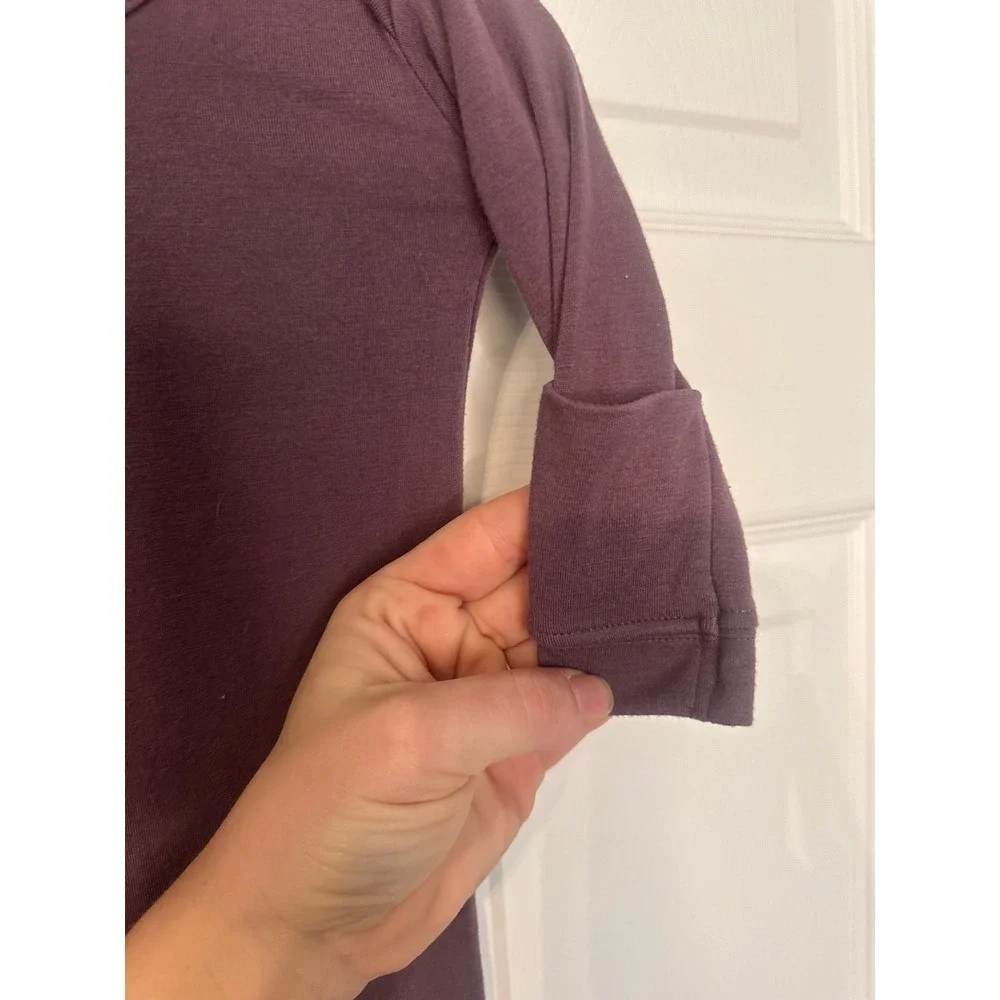 Copper Pearl Newborn Knotted Baby Gown Plum Purple Side Snap Mitten Cuffs